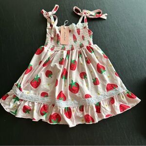 Strawberry Print Dress with Bow Straps
